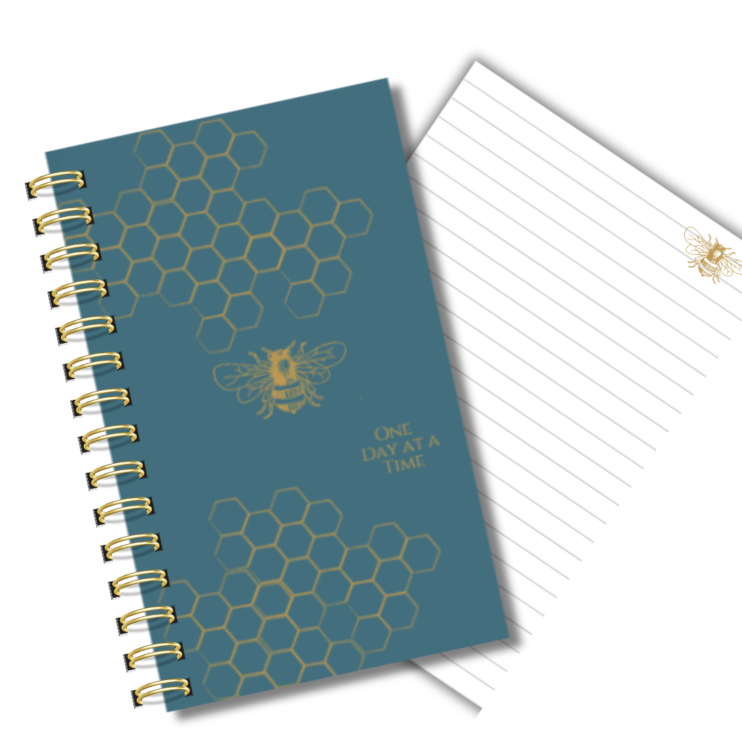 Lined Page Journal, One Day At A Time Notebook, Bee Cover